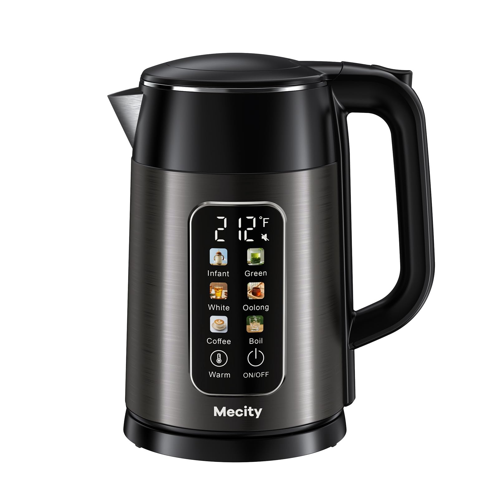 Photo 1 of ***DENTED***Mecity Electric Kettle 1.7L Touch Screen Temperature Control Water Boiler, No Plastic Contact with Water. 6 Preset Temperature Programs, 2 Hours Keep Warm, Dark Grey