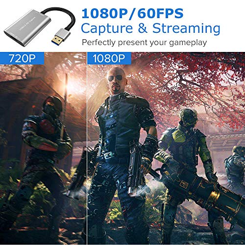 HDMI Game Video Capture Card, USB 3.0 Capture Device, 1080P 60fps Video & Audio Grabber, Broadcast Live and Record for Xbox One PS4 Wii U Nintendo Switch Consoles DSLR Camcorder etc. - Thumbnail 3