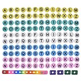 XHAOYEAHX 130 Croc Shoe Charms of Yellow/Green/White/Blue/Pink Letters For Clog Shoes & Wristband + 4Pcs Shoe Lace Adapter + 1Pcs 7.08in Silicone Bracelet