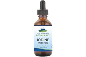 PURE MOUNTAIN BOTANICALS Liquid Iodine 0.3% Solution 2oz - Liquid Supplement with Organic Kelp - Kosher Vegan Iodide Drops Solution