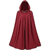 KNELOR Unisex Medieval Hooded Cloak, Mens Womens Renaissance Cape Robe with Hood for Knight Halloween Cosplay Costume