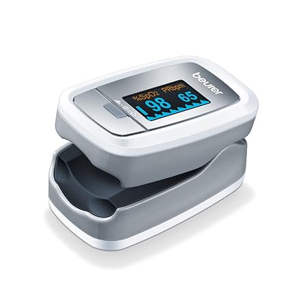 Beurer PO 30 Pulsoximeter (Grau / Weiß, Ermittlung der Herzfrequenz und arteriellen Sauerstoffsättigung)
