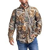 Realtree Men's Long Sleeve Button-Down Original Camo Shirts for Hunting, Hiking and Fishing