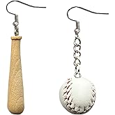 Baseball Earrings Sports Ball Shape Dangle Earrings Baseball Bat Drop Earrings for Women Baseball Fan Jewelry Gifts