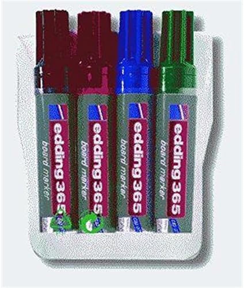 edding 365 whiteboard marker - set of 4 whiteboard pens - chisel nib 2-7 mm-for whiteboard, glass, writing board, flipchart - can be wiped off dry and without leaving residue, does not dry out