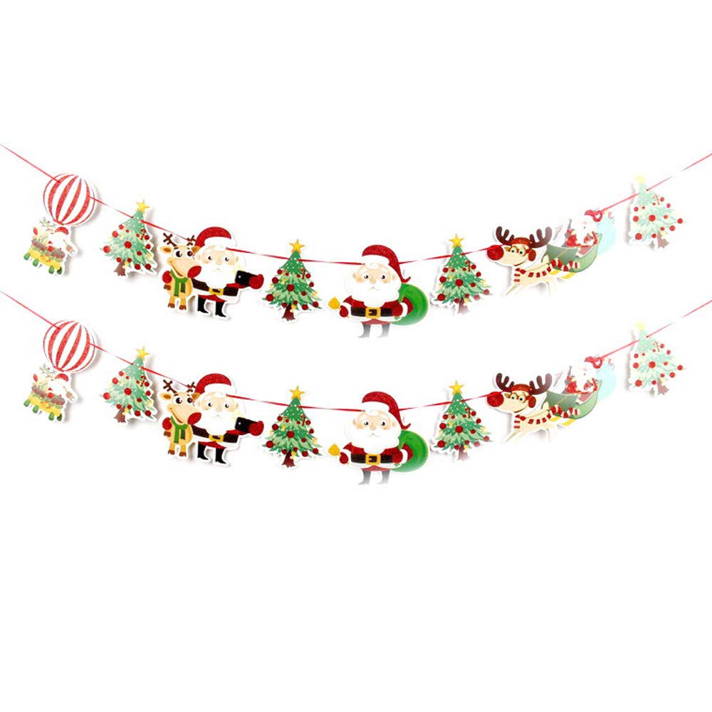 Xeminor Christmas Banner Cartoon Santa Flags 8 Pcs Santa Bunting