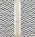Black and White Chevron Window Treatment Zig Zag Panels - Set of 2