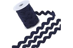 GORGECRAFT 12.5 Yards Rick Rack Trim 1/2 Inch Polyester RIC Rac Ribbon Rickrack Zig Zag Midnight Blue Wave Bending Fringe Lac
