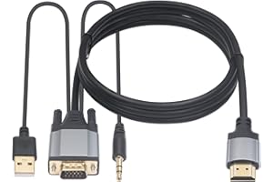 Duttek VGA to HDMI Adapter Cable 5FT/1.5M, Gold Plated 1080P Active VGA Male to HDMI Male Analog Video Adapter Cable with Pow