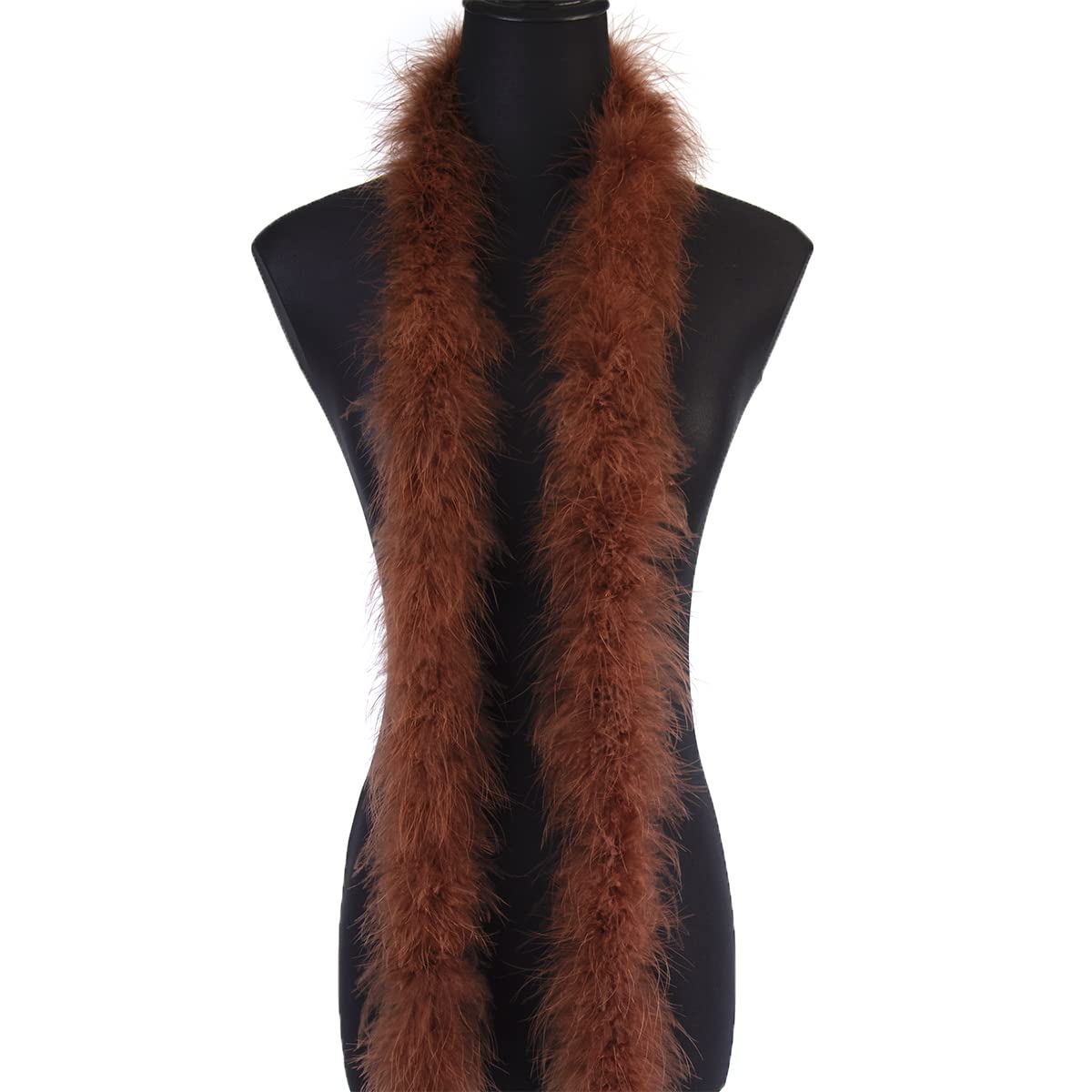 2 Yards 20G Fluffy Marabou Coffee Feather Boa for DIY Craft Sewing Trim Home Wedding Party Christmas Decoration — image 1
