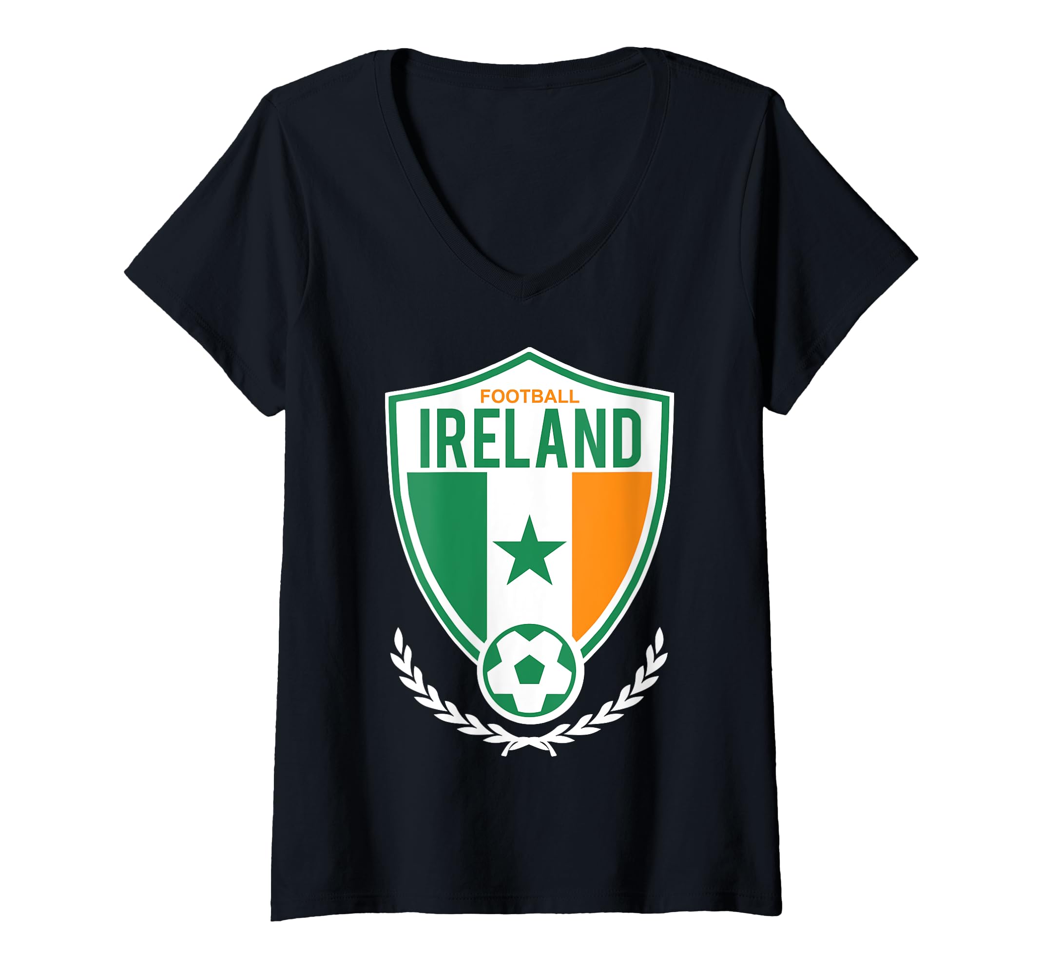 Womens Trendy Ireland Soccer Shield V-Neck T-Shirt