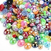 1000PCS Mixed Sizes 3/4/5/6/8/10mm Flatback Half Round Pearls Gems for Crafting, AB Color Pearl Beads Stones for Crafts Jewelry Clothes Shoes Dress Nail Art Making Embellishments (Mixed AB Colors)