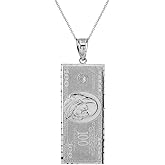 Hip Hop Jewelry .925 Sterling Silver 1.4" Benjamin's One Hundred Dollar Bill Money $ Charm Pendant - Choice of Length