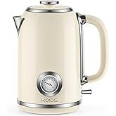 Electric Kettle 1.8L with Temperature Gauge, 1500W Fast Boiling Electric Tea Kettle, 100% Stainless Steel Retro-Style Hot Wat