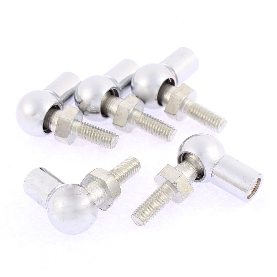 Sourcingmap Rod End Ball Bearing, Right-Hand Female Thread M8x1.25mm and Right-Hand Male Thread M6x1.0mm, L Shape Ball Joint Rod End Bearing 5pcs