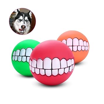 Pets Empire Funny Pet Dogs Teeth Pattern Balls Chew Toy (Colour May Vary)