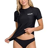 Hurley Women's Short Sleeve Rash Guard, UPF 50+ Quick-Dry Swim Shirts | SPF 50+ Sun Protection, Raglan Sleeve Design, Lightweight Stretch Fabric, Relaxed Fit Beach Shirt