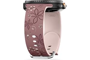 Flower Engraved Band Compatible with Galaxy Watch 8 Band 40mm 44mm/Galaxy Watch 8 Classic 46mm Bands, Soft Silicone Floral St
