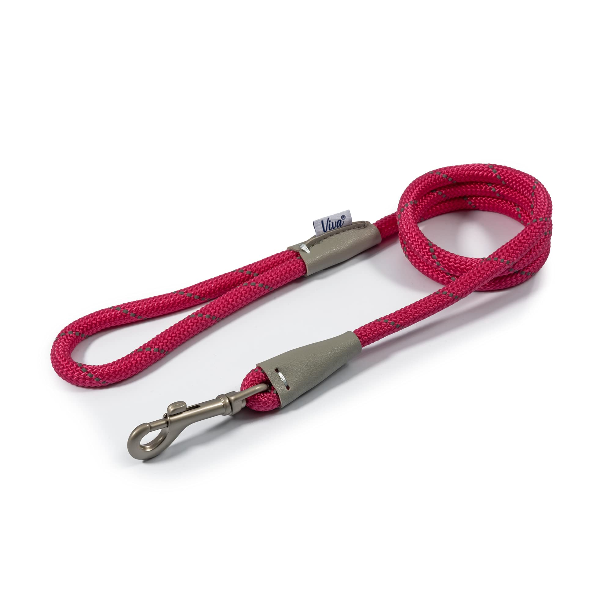 Ancol Viva Reflective Rope and Real Leather Snap Lead, 107 x 1.0 cm, Pink — image 1