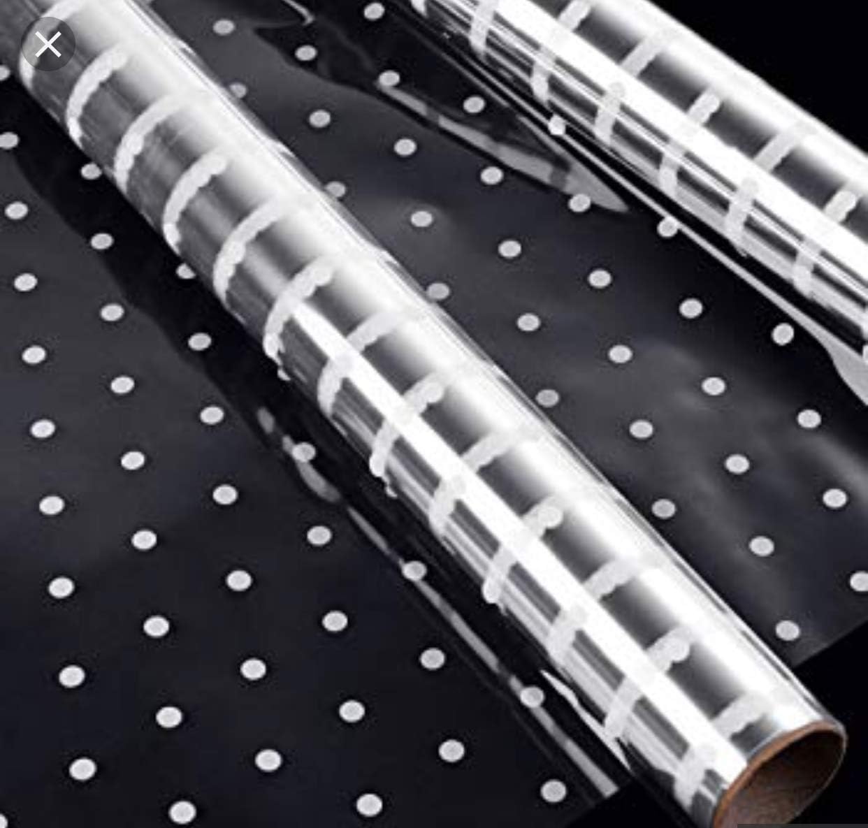 5 Metre White Polka Dot Cellophane Florist Hamper Wrap 5 Metre