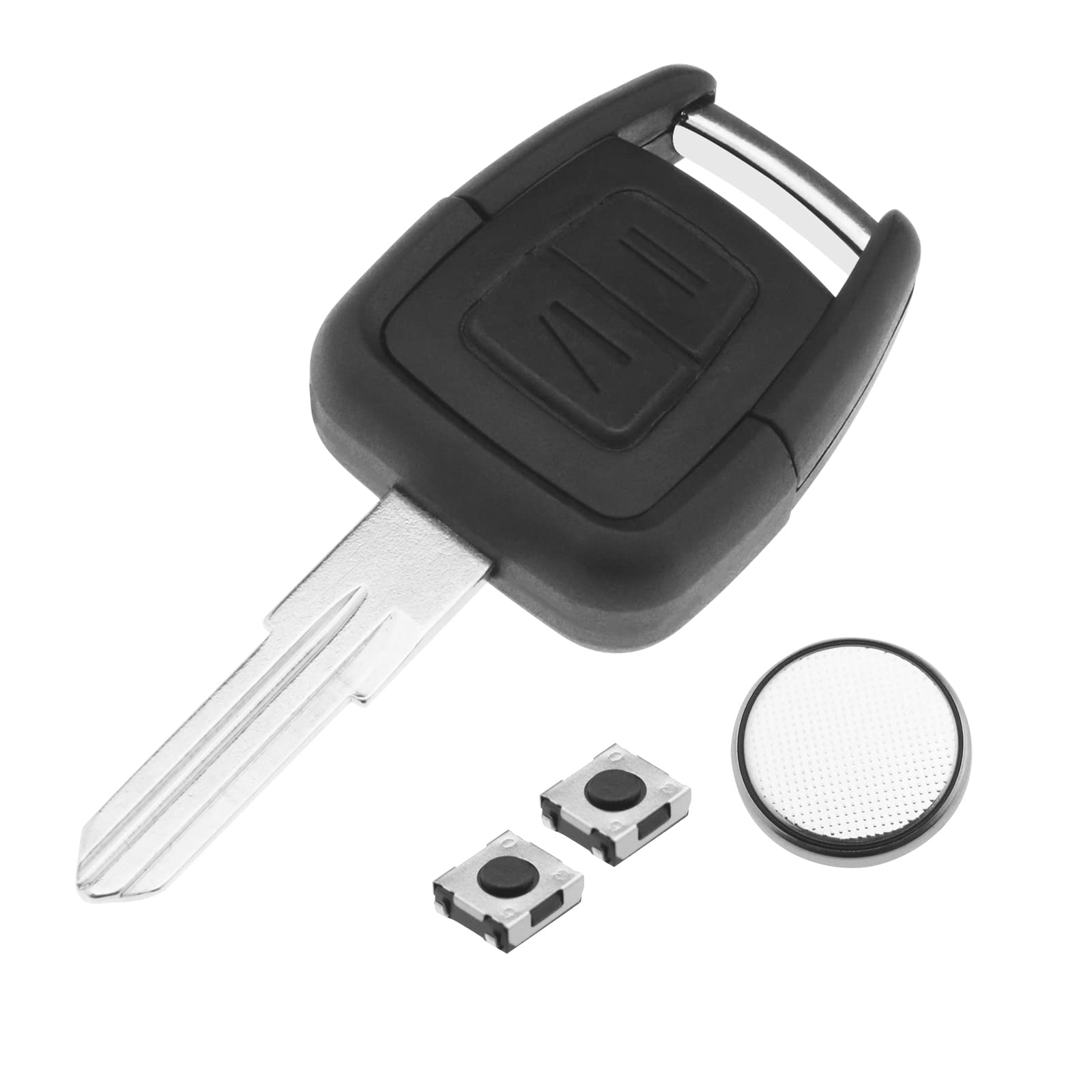 OTOTEC 2 Buttons Remote Key Fob Shell with HU46 Key Blank SWC1 Touch Switches CR2032 Button Cell Compatible with Opel Astra Vectra Zafira