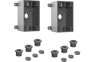G GJIA Single-Gang Weatherproof Electrical Outdoor Box, Suitable 1/2-Inch or 3/4-Inch Electrical Conduit Switch/Outlet Box, UL Listed, Junction Box Outlet, 2 Pack, Gray