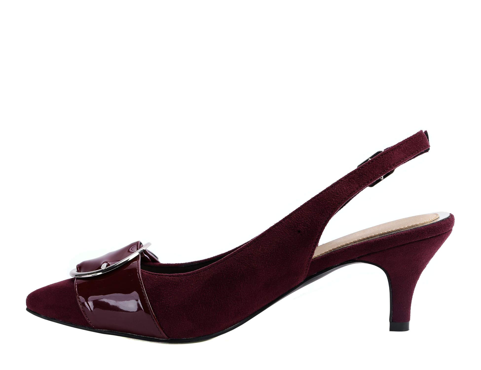 Greatonu Women Kitten Heel Sling Back Pointy Toe Dress Party Pump Shoes - Image 4