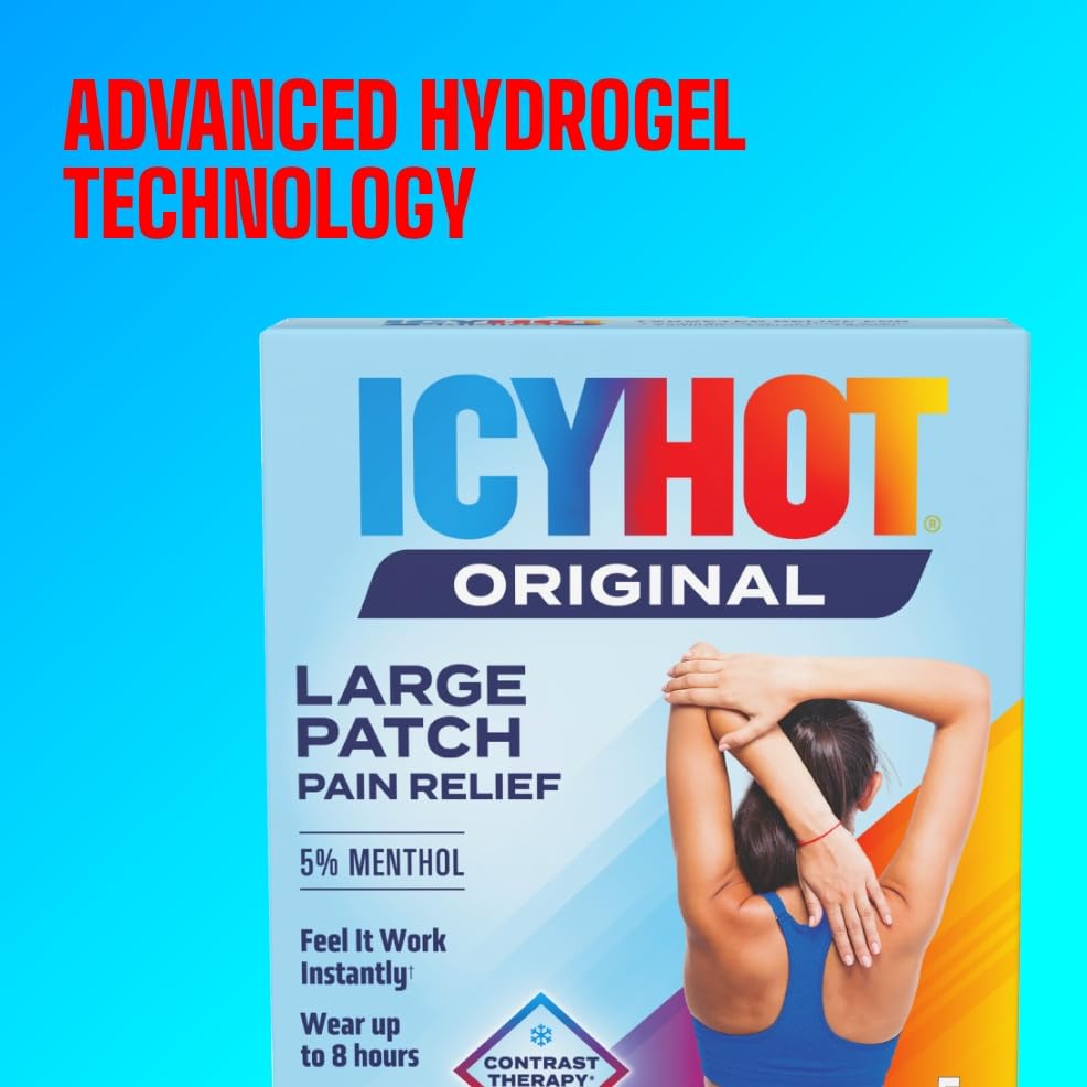 Icy Hot Medicated Patch Extra Strength Pain Relief Patch for Back or Large Area, 5 Count