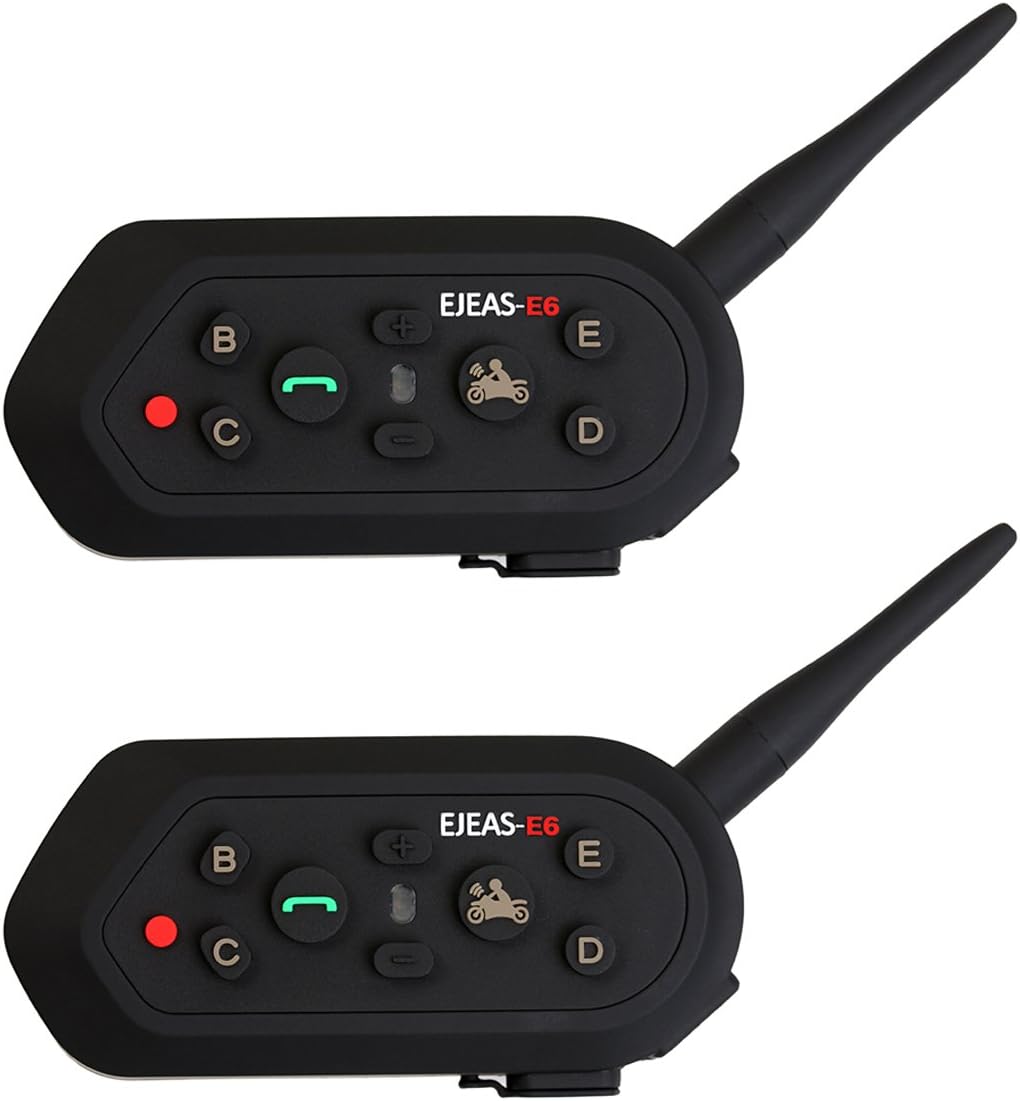 Shenteng E6 BT 2 x Motorcycle Helmet Full Duplex Handsfree Two-Way Headset Intercom Interphone Bluetooth 3.0 Wireless VOX 1200m 6 Riders with Mic