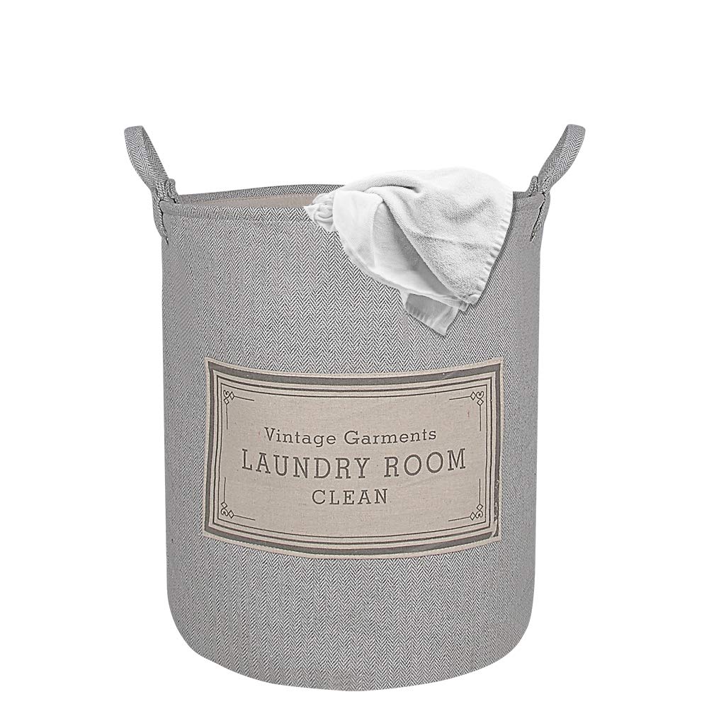 GEEDIAR Laundry Basket - 96L Foldable Fabric Laundry Hamper with Handle - Portable & Lightweight Round Storage Laundry Bin for Bathroom, Children's Room, Toys, Clothes, Organisation (43 x 43 x 52 cm)