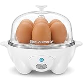 Elite Gourmet 7-Egg Rapid Egg Cooker, Poacher/Omelet Maker, Auto Shut-Off | Soft, Medium &amp; Hard Boiled, Alarm, EGC-007##