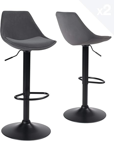 Noir Chaises De Bar Reglables Cuisine Sono Kayelles Lot De 2 Tabourets De Bar Moderne Ameublement Et Decoration Bar