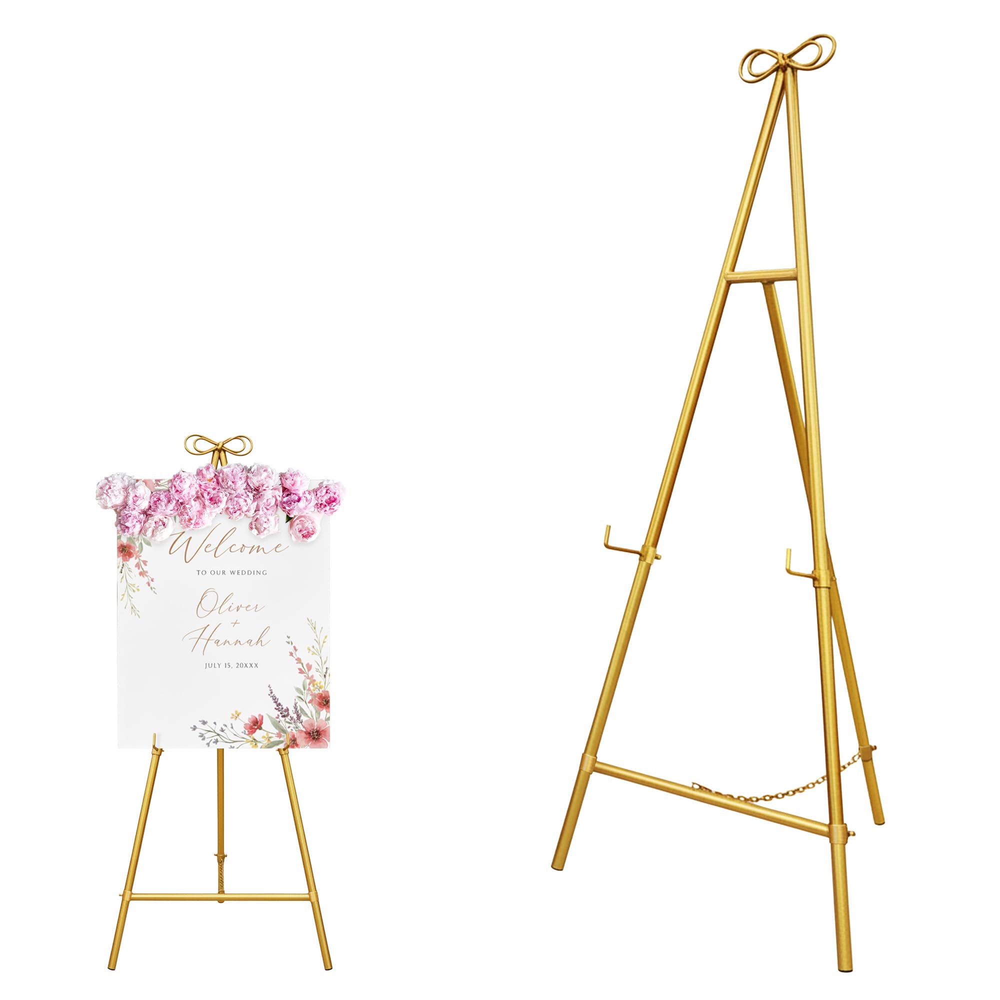 Photo 1 of ***PARTS ONLY*** Gold Easel Stand for Sign, 55'' Adjustable Easel Stand for Display, Metal Easel Display Stand Heavy Duty(Round Tube)   ***SOME SCUFFS,/SCRATCHES, NOT IN BOX ***