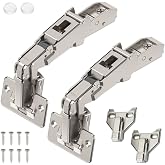Blum 170 Degree (B71T655) Cabinet Hinges Bundle &ndash; Pack of 2 Full Overlay Self Close Door Face Frame Nickel Hinges with Bumpers &amp; 8 Screws Lazy Susan Corner Cabinet Hinges Concealed European Hinges