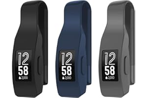 EEweca 3-Pack Clip for Fitbit Inspire or Inspire HR Holder Accessory, Black + Midnight Blue + Gray (not for inspire 2)