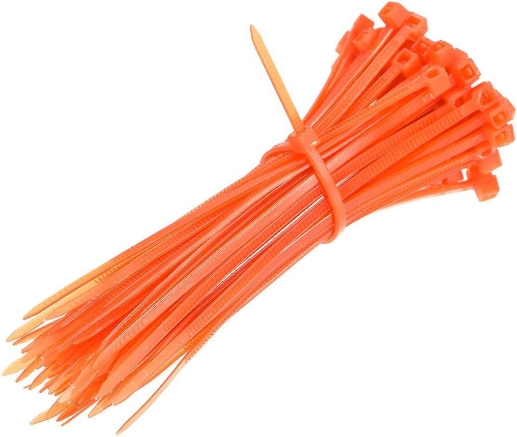 sourcing map Nylon Cable Ties 4 Inch Self-Locking Zip Ties 0.09 Inch Width Orange 100pcs, 4 x 0.09 Inch (L*W) - Image 5