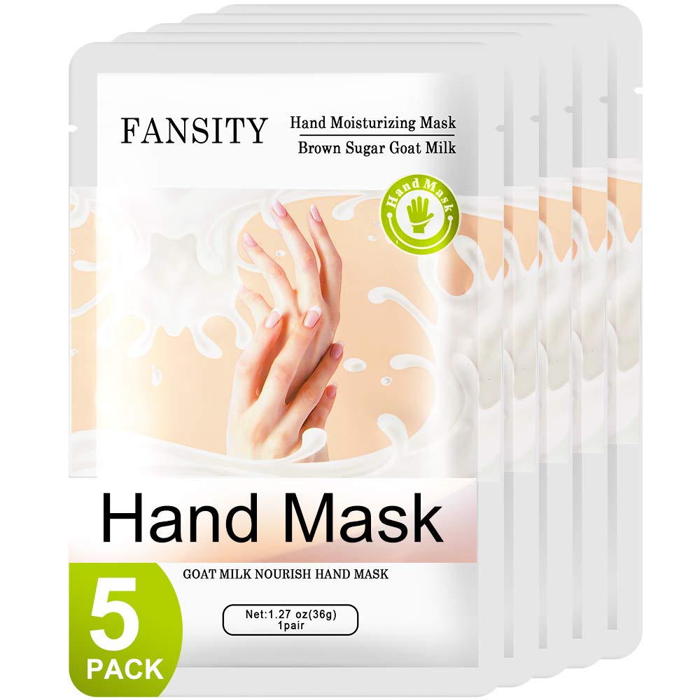 FANSITY 5 Pack Moisturizer Hands Mask of Mother's Day gift, Infused Goat Milk Natural Therapy Hand Spa Mask ,Improve for Dry, Cracked Skin Hands Moisturizing Gloves, Repair Rough Skin for Women&Men: Beauty