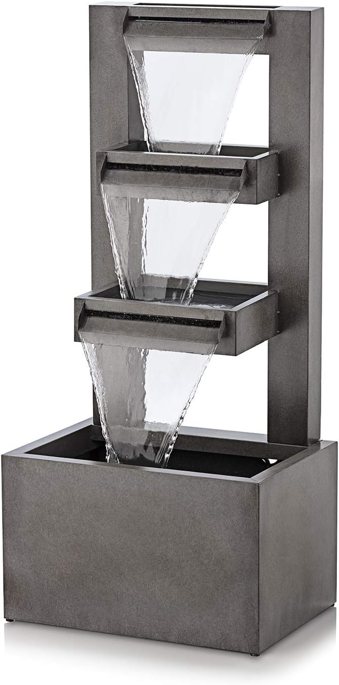 Alpine Corporation 43" Tall Indoor/Outdoor Multi-Tier Modern Industrial Metal Fountain : Garden & Outdoor