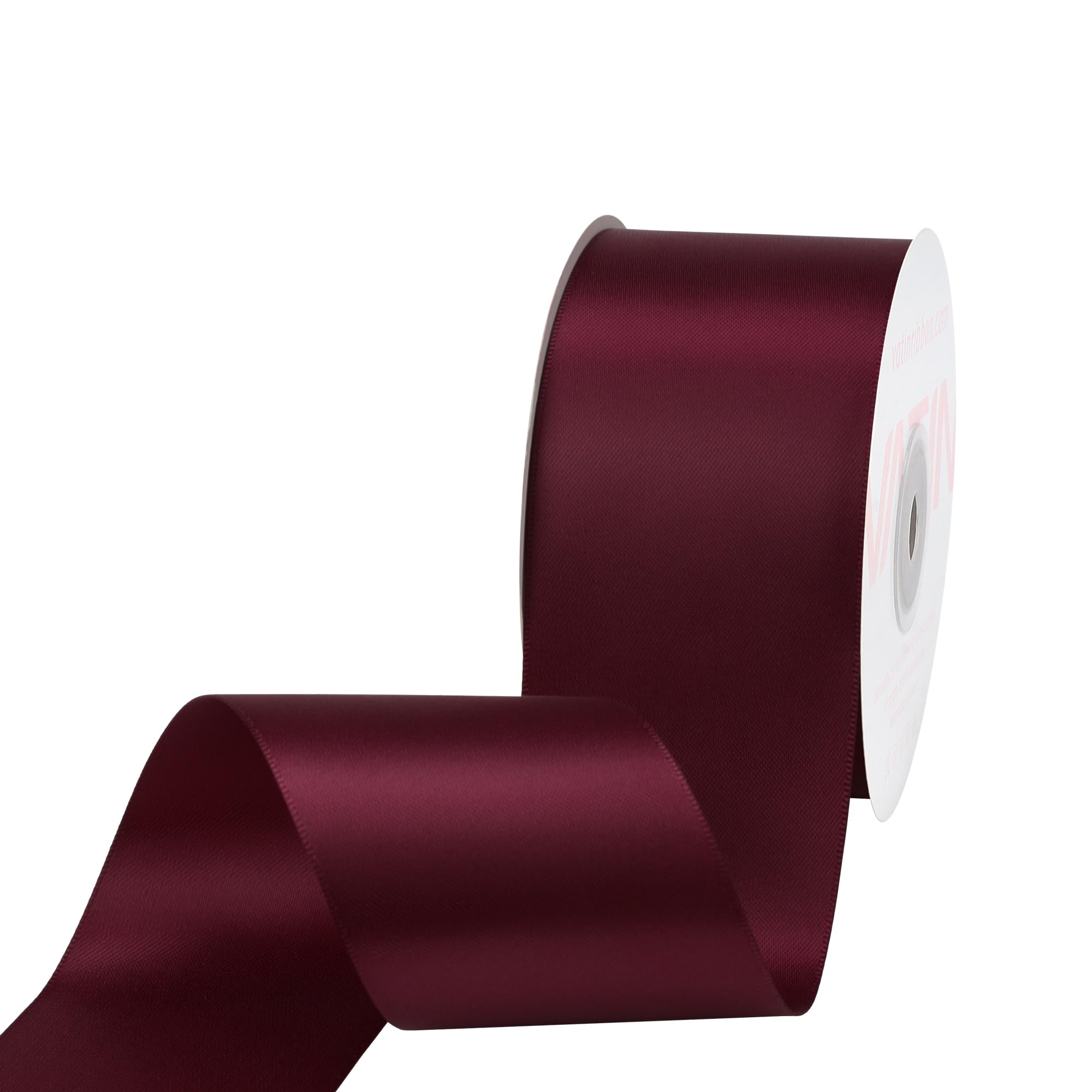 VATIN 50mm Solid Wine Double Faced Polyester Satin Ribbon for Craft, Gift Wrapping, Hair Bow, Wedding Deco 23 Metre/Spool