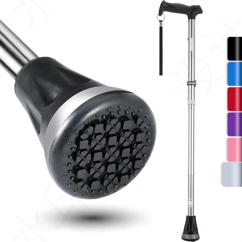 Rehand Foldable Adjustable Walking Cane All Terrain Heavy Duty