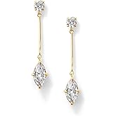 Voaino 18K Gold Plated Cubic Zirconia Crystal Dangle Earrings for Women Hypoallergenic Long Marquise Diamond Drop Earrings Elegant Dangling Earrings for Bridal Minimalist Wedding Jewelry