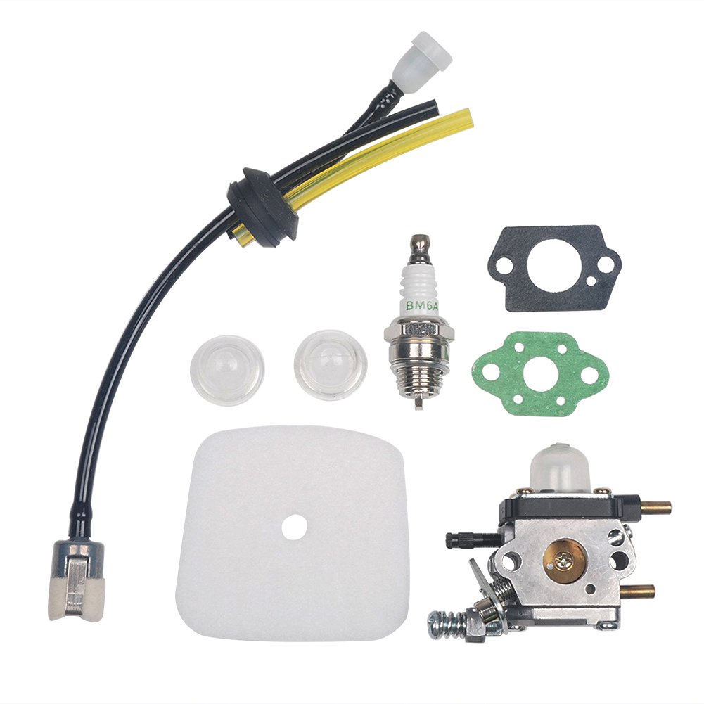 Carkio Carburettor C1U-K54A Air Filter Fuel Spark Plug Kit for 2-Cycle Mantis 7222 7222E 7222M 7225 7230 7234 7240 7920 7924 Tiller/Cultivator