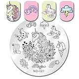 NICOLE DIARY Unicorn Stamping Plate Image Nail Art Rainbow Flower Cloud Stamp Template ND-021