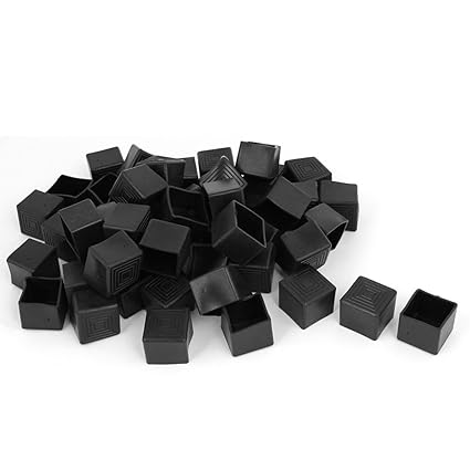 Sellify 25mm x 25mm Rubber Square Shaped Furniture Foot Cover Protector Pad Black 50pcs