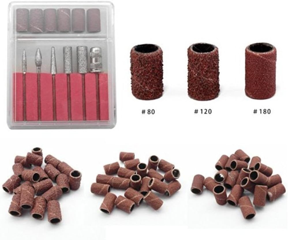 2in1 Comb Set 6PCS Nail Drill Bits Manicure & 150 PCS Nail Drill Sanding Bands Roll 80" 120" 180" (Drill+Roll)