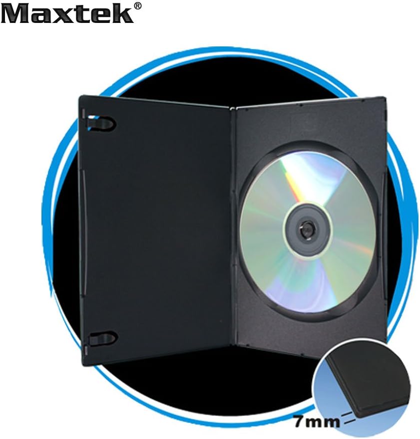 Maxtek 7mm Slim Black Single CD/DVD Case, 100 Pieces Pack.: Home & Kitchen
