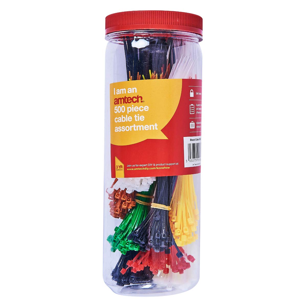 Amtech S0680 500 Piece Assorted Cable tie Set