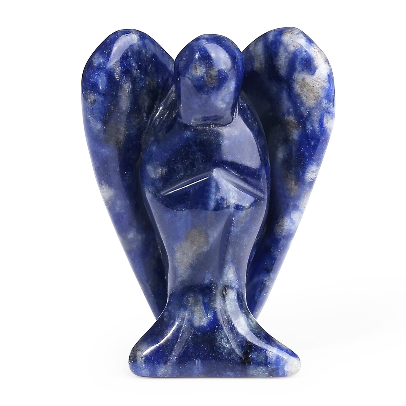 XIANNVXI Blue Sodalite Crystal Angel Figurine Decor Blue Ornament for Living Room Healing Crystal Gemstone Statue Reiki 1.5" Guardian Angels Ornament for Desk Decor Cute Room Decor