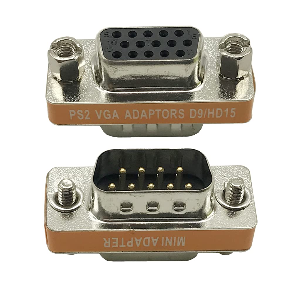 Photo 1 of Seadream DB9 9 Pin Male to HD15 HDD15 15 Pin Female, Male to Female M/F Molded CGA/VGA Video Adapter Gender Changer Coupler