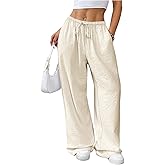 SHENHE Women's Wide Leg Low Rise Pants Drawstring Elastic Waist Casual Loose Trousers